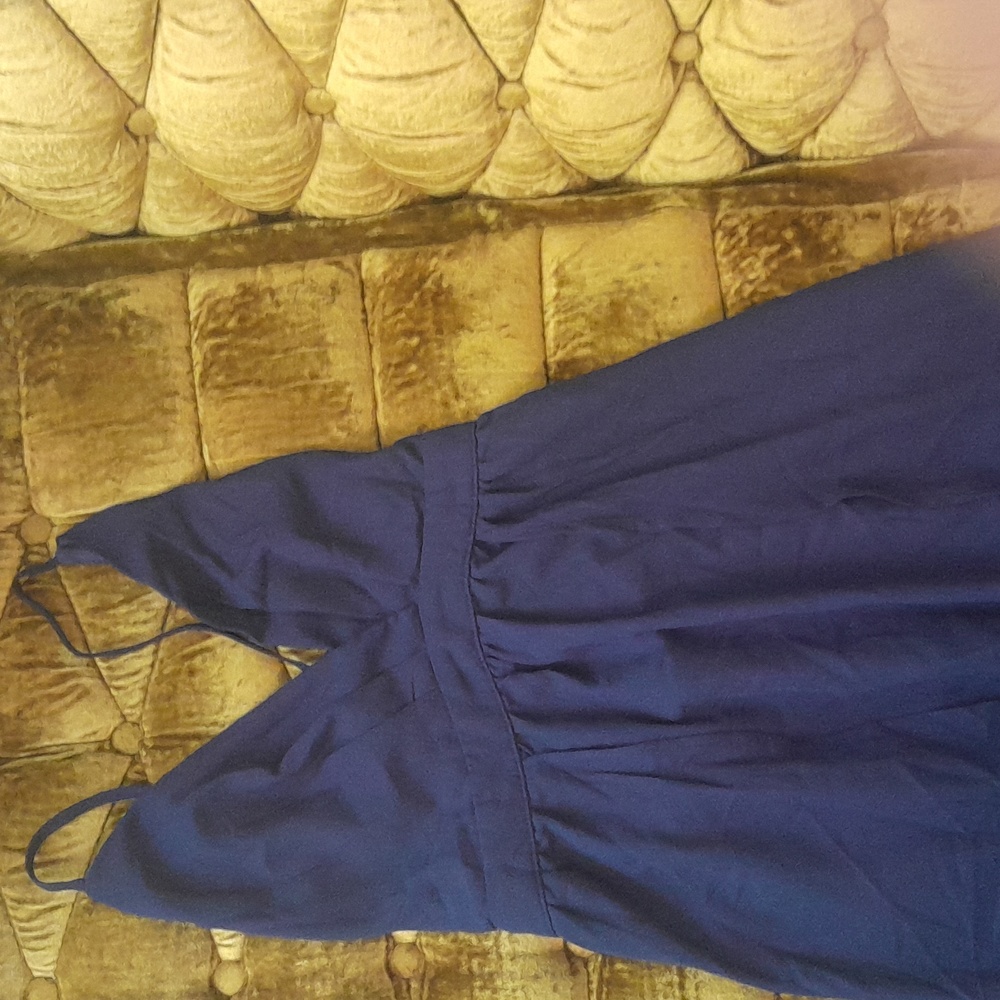 Elegant Long Navy Blue Women's Dress With Open Front
